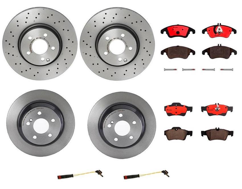 Mercedes Brakes Kit - Pads & Rotors Front and Rear (322mm/300mm) (Ceramic) 006420012064 - Brembo 1633858KIT